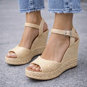 SCHUTZ Tan Woven Espadrille Sandals